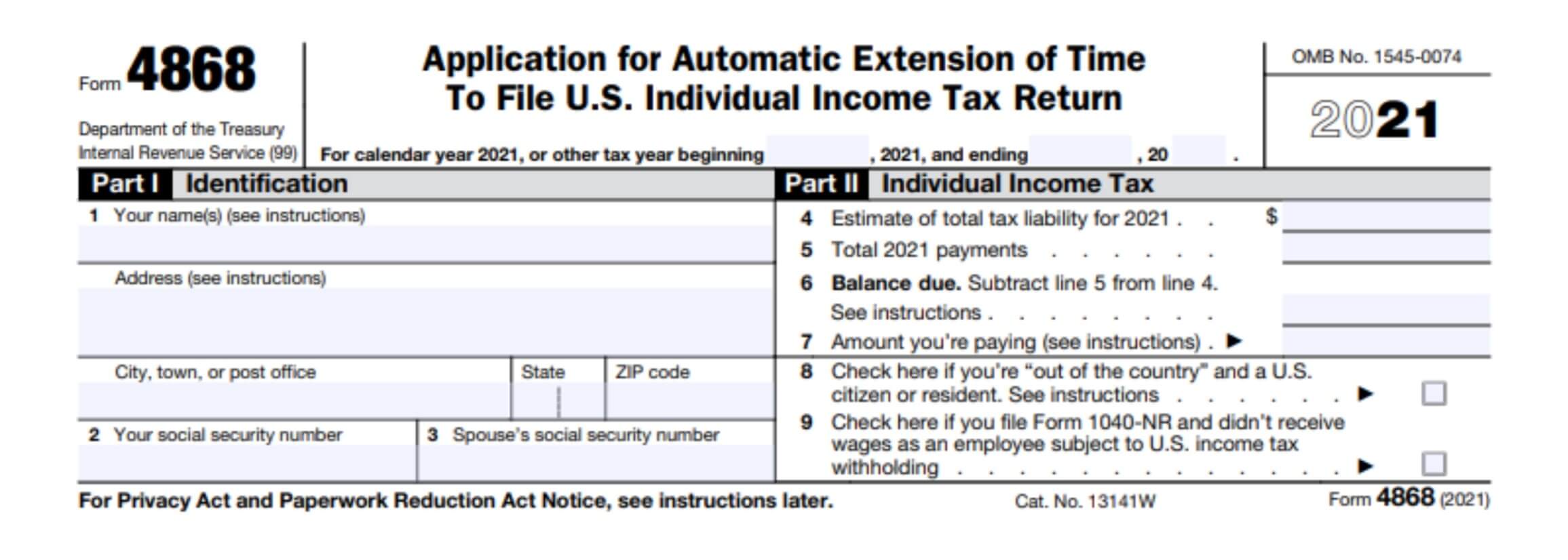 How To Complete IRS Form 4868