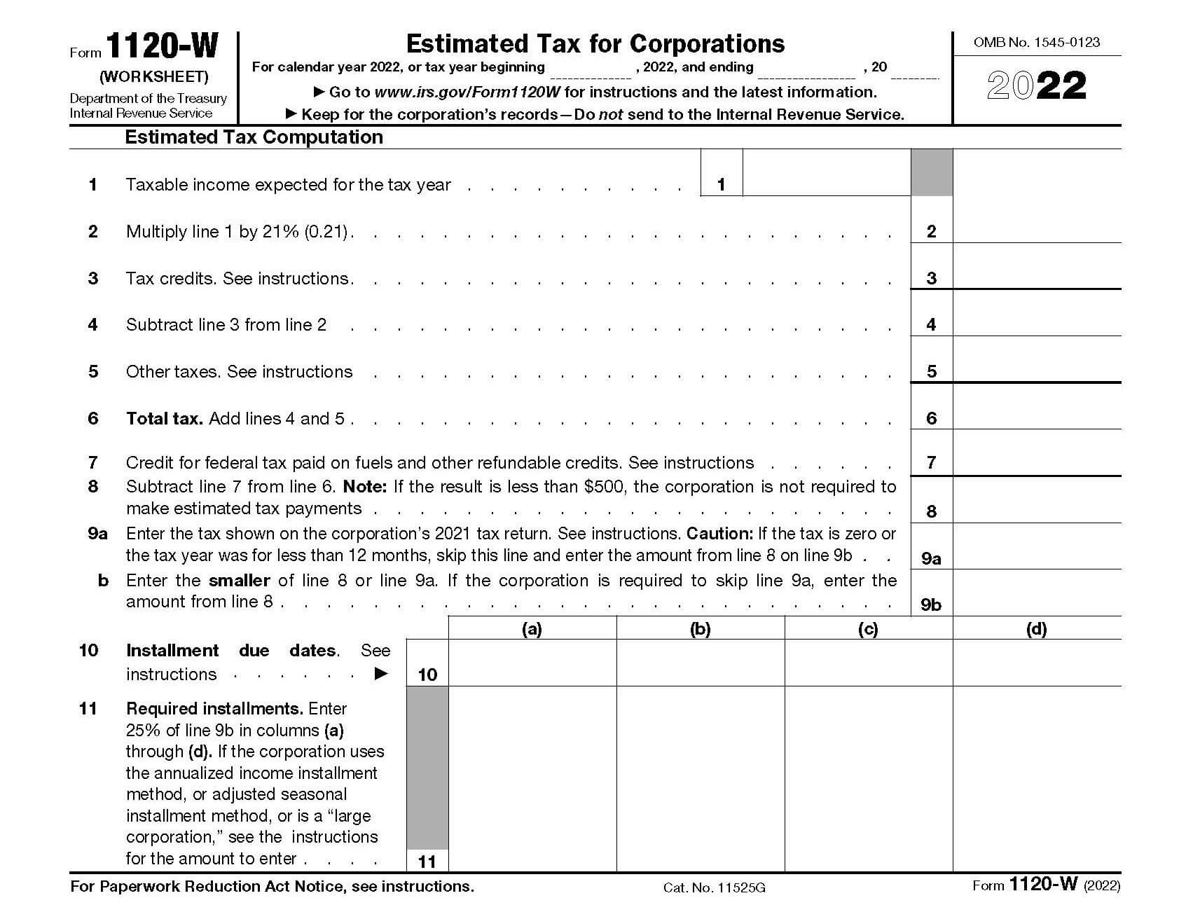 2023 Form 1120 W Printable Forms Free Online