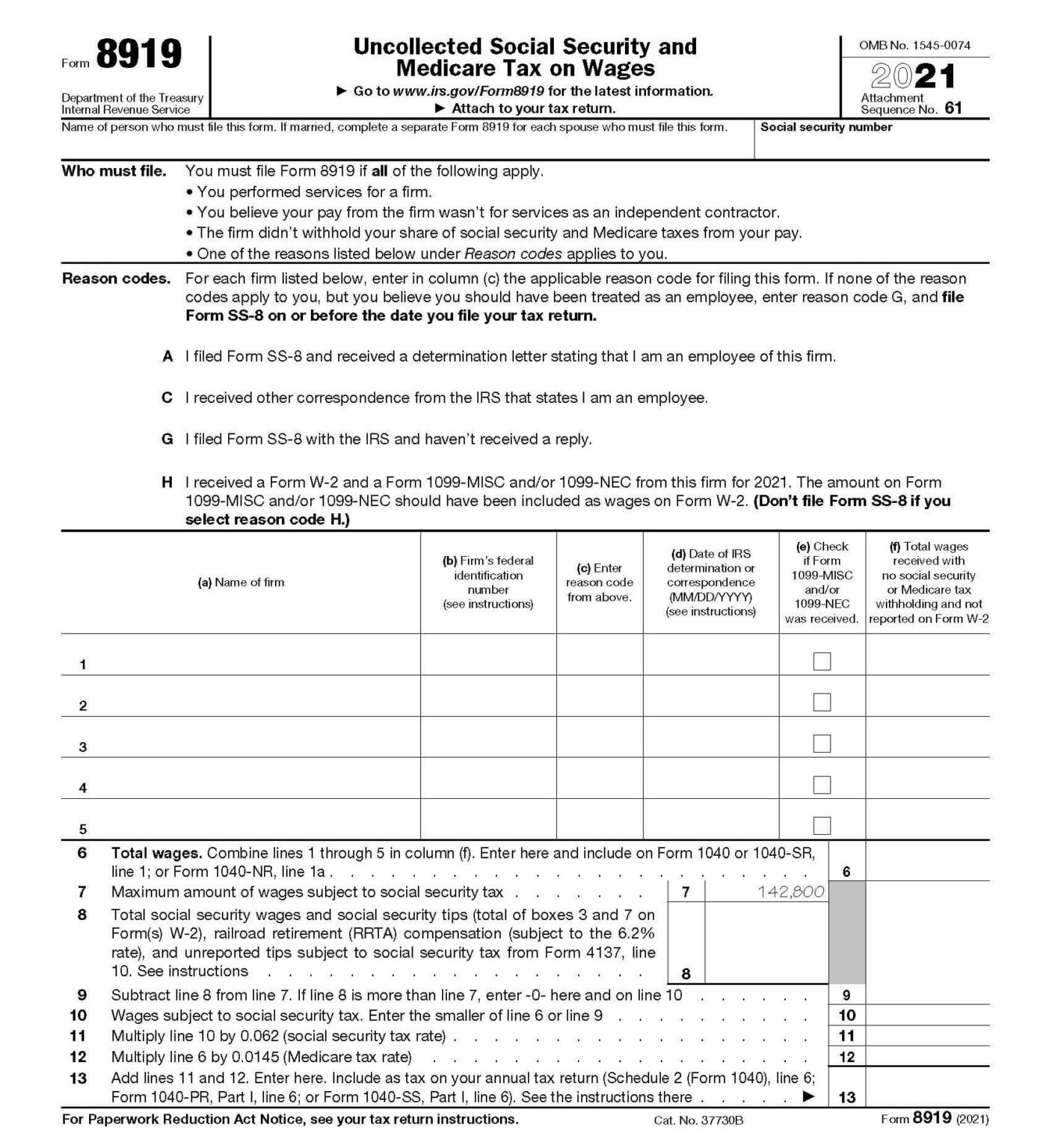 When to Use IRS Form 8919